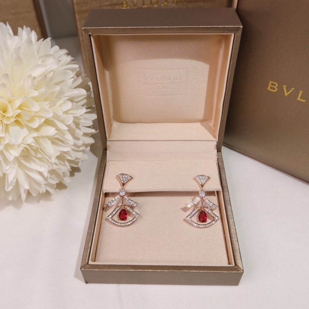 Bulgari Diamond and Ruby Stud Earrings